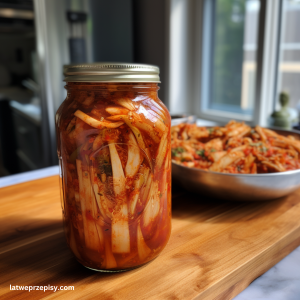 Domowe kimchi, w słoiku.