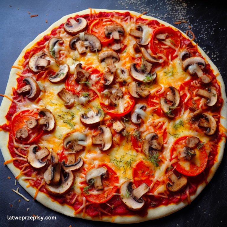 Pizza na tortilli z pepperoni, oliwkami, pieczarkami.