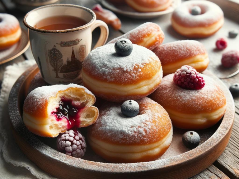 Polish donuts - pączki with a fruit filling