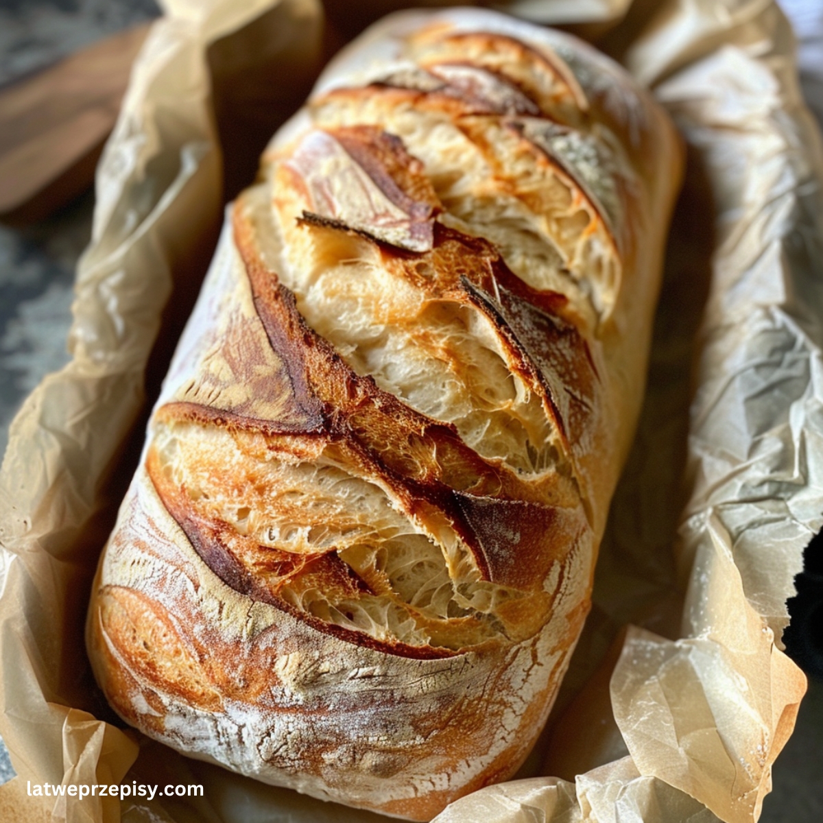 Chleb francuski, podany w blaszce
