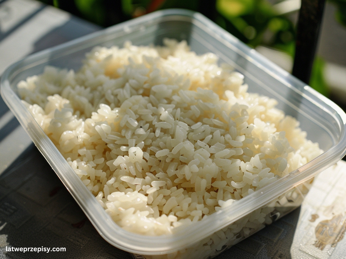 Ryż w plastikowym pojemniku